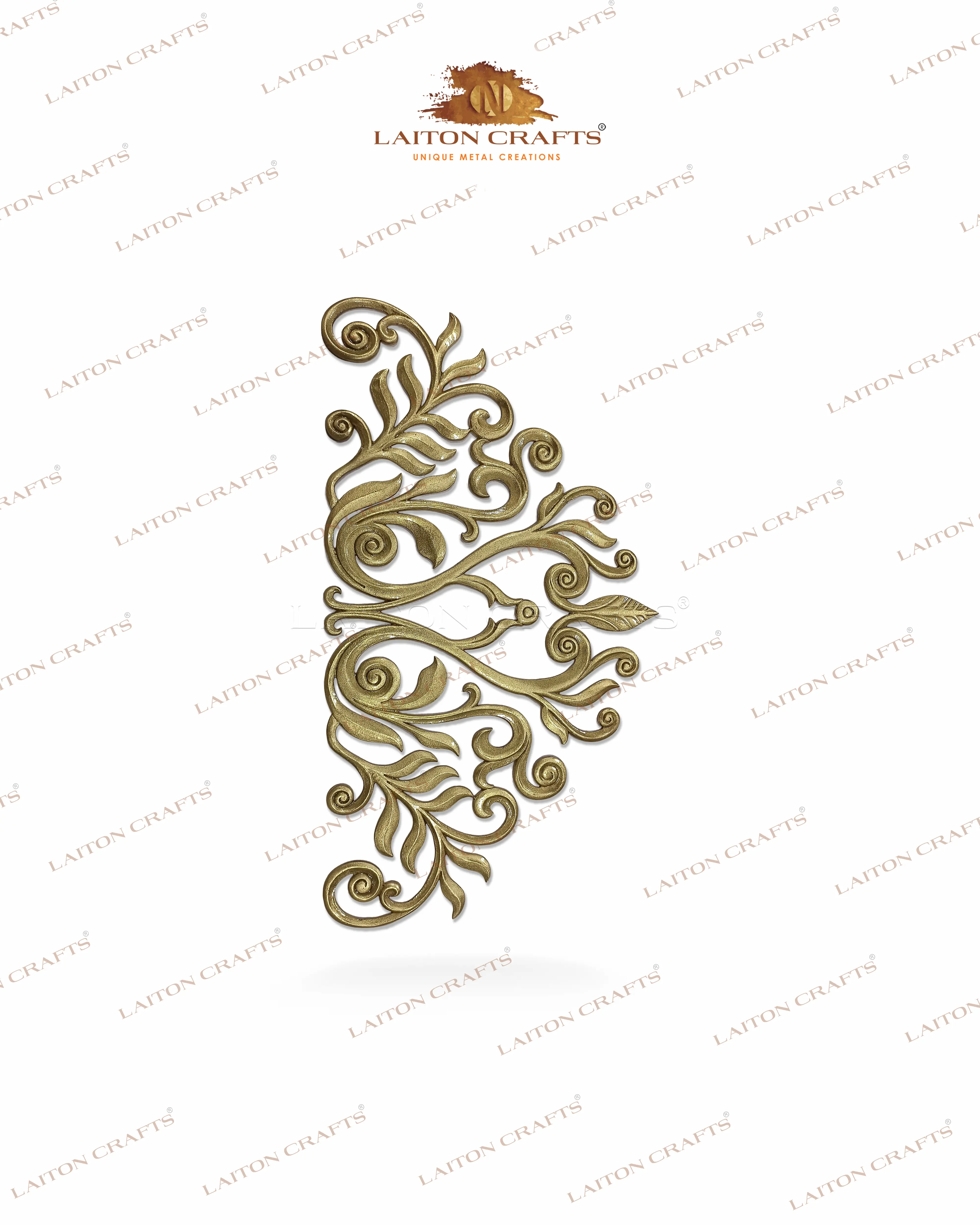 Floral-Themed Brass Embellished Single Door - Image 2