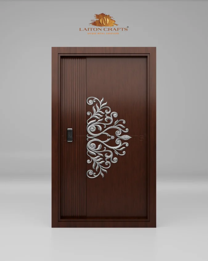 Floral-Themed White Metal Embellished Single Door Accent