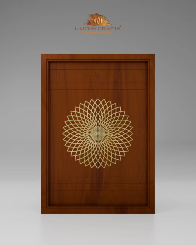 Geometric Mandala Brass Double Door Embellishment