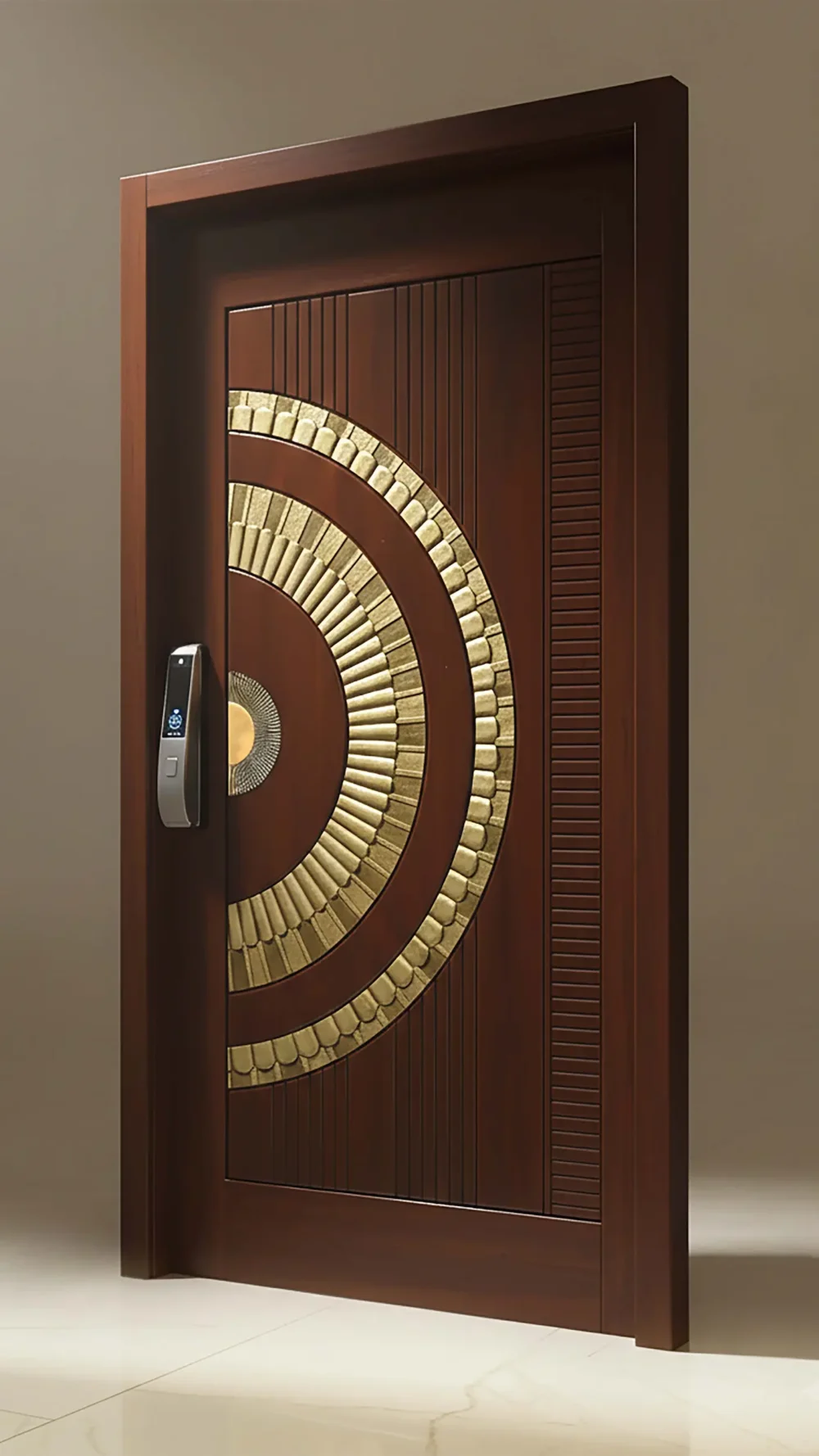 Grand Concentric Half-Ring Brass Main Door Design | Architectural Luxury Entrance