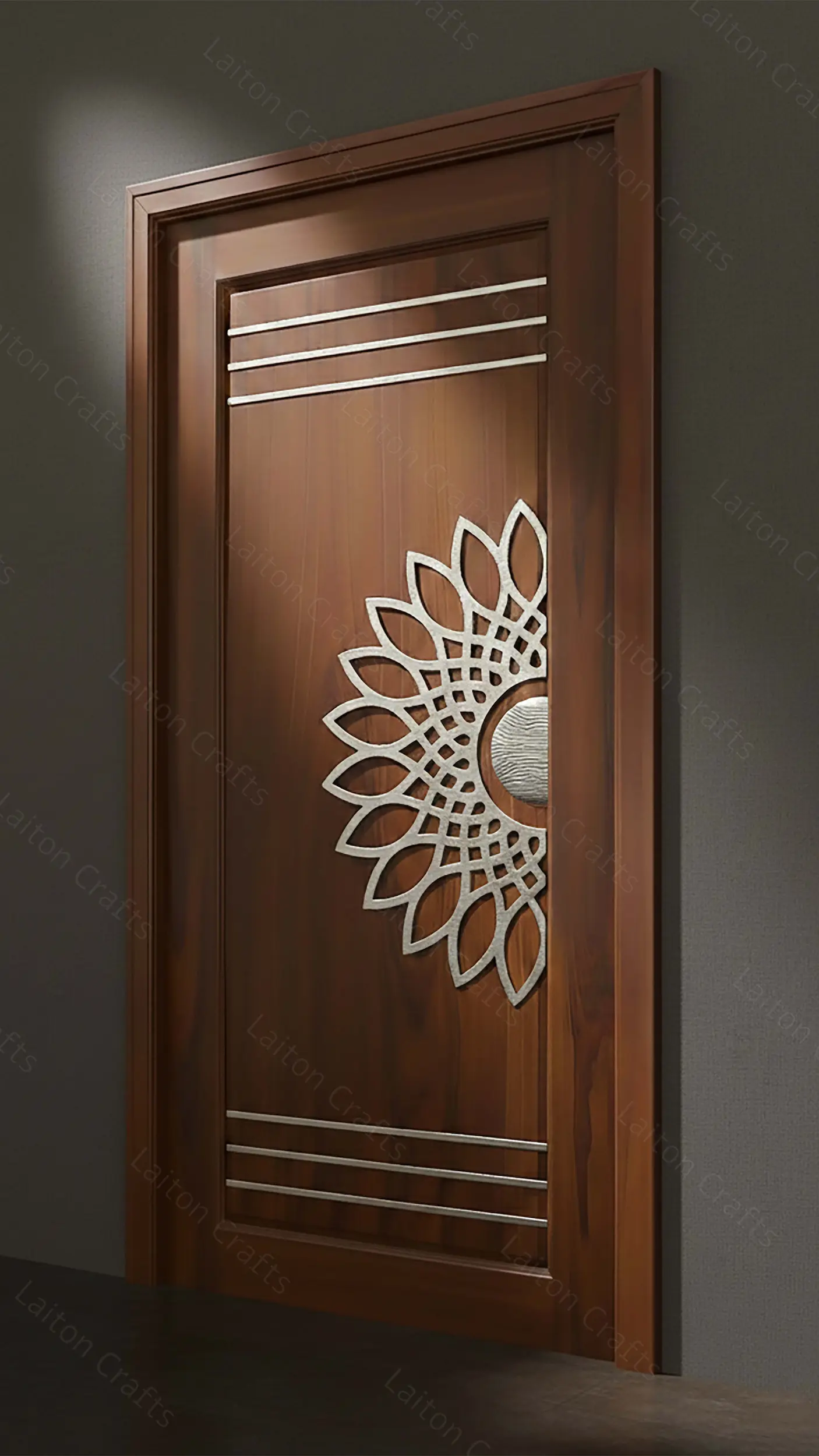 Modern Half Sunburst White Metal Grill Design | Contemporary Decorative Entrance Panel