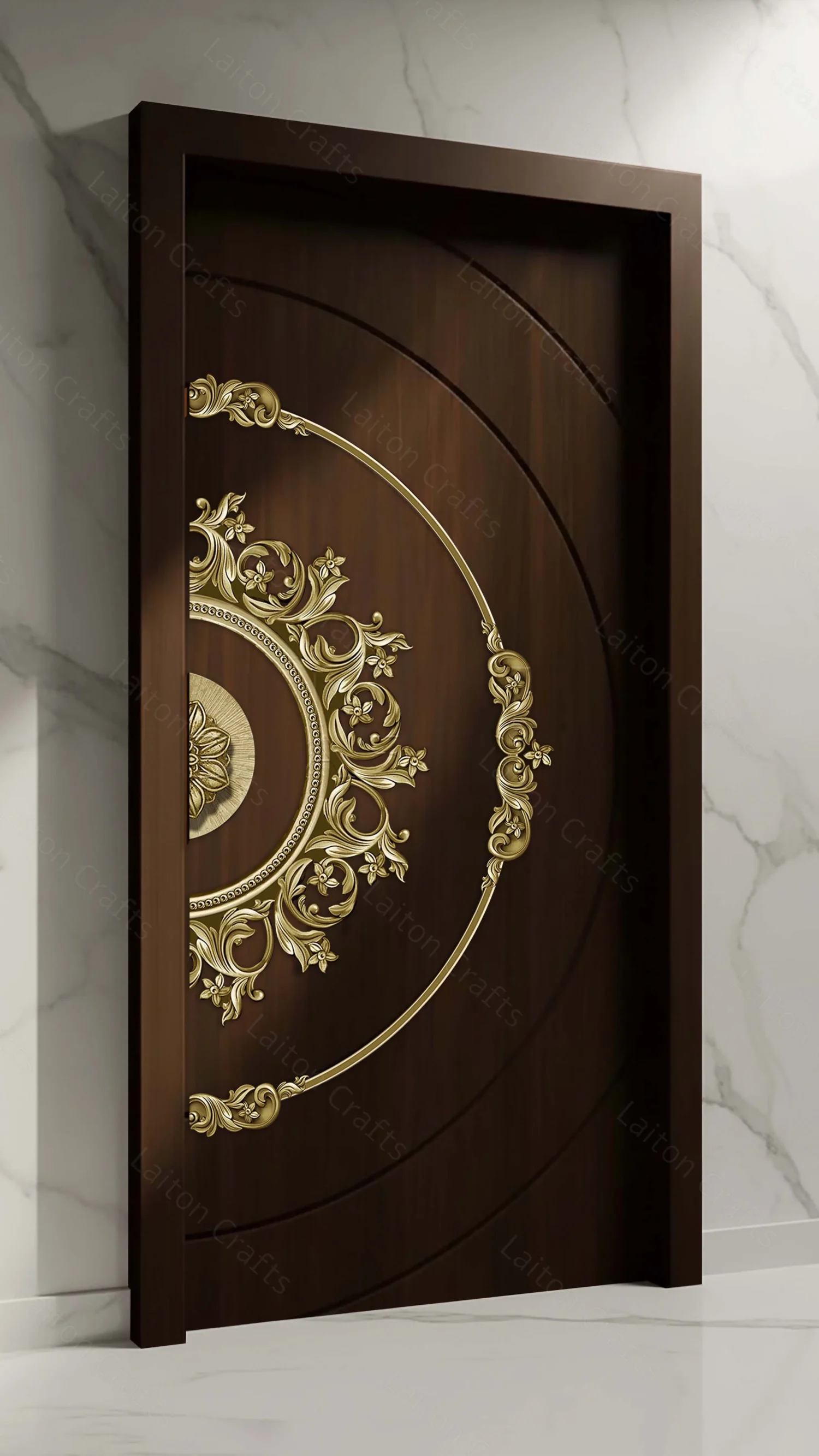 Layered Half-Round Floral Brass Design | Luxury Ornamental Entrance Panel