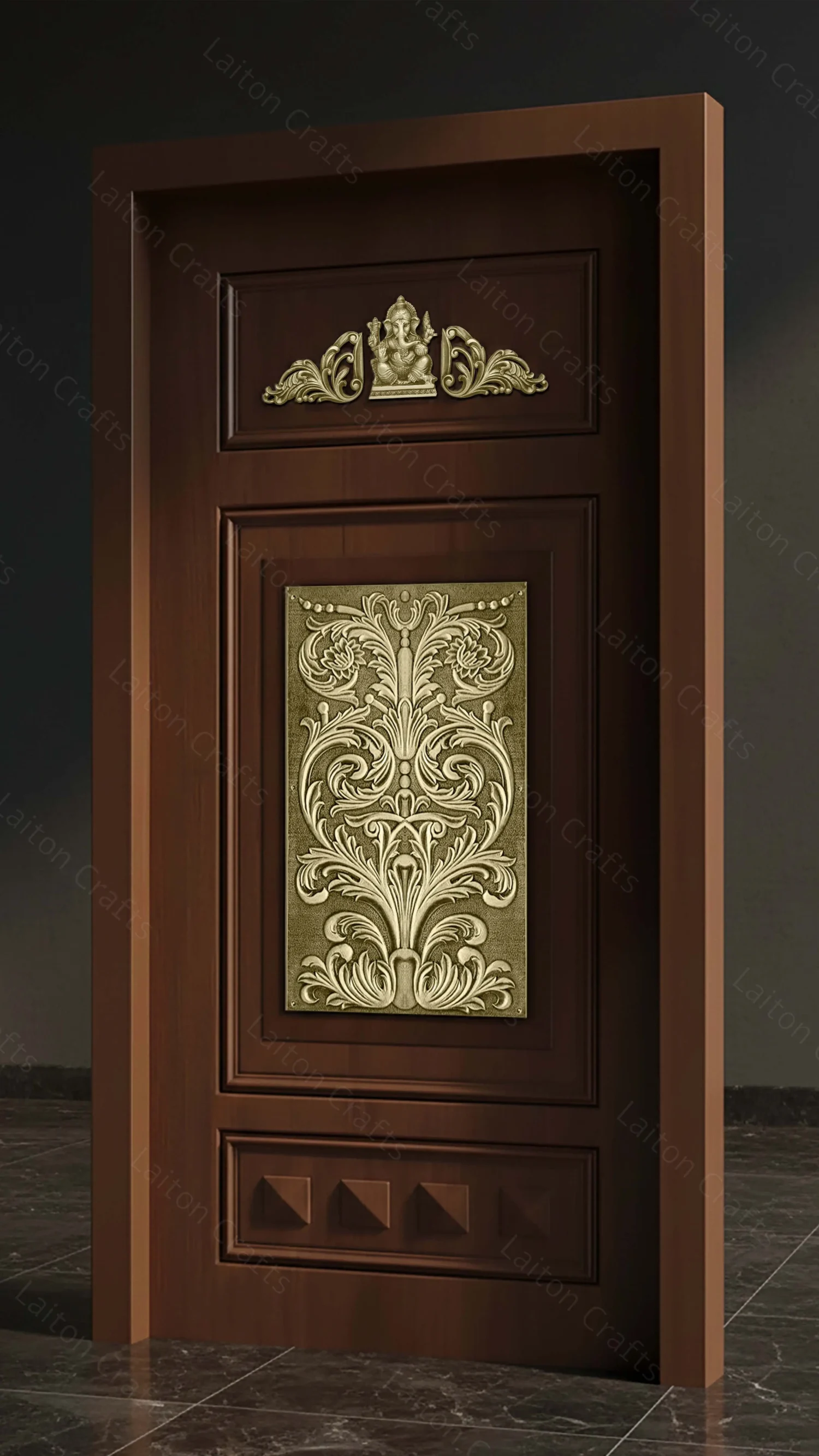 Sacred Ganesha Brass Panel Design | Traditional Entrance Door Decorative Artwork