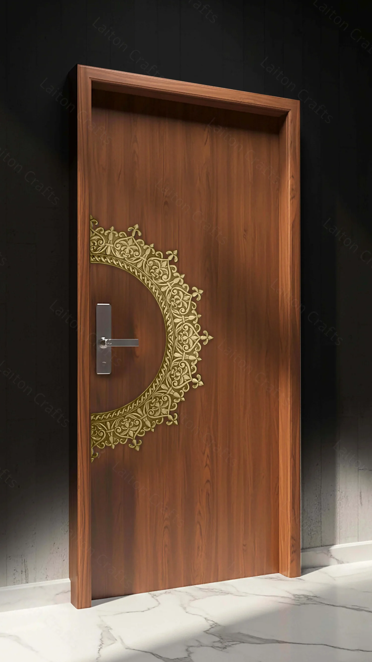 Traditional Half-Round Mandala Brass Design | Ornamental Entrance Door Feature