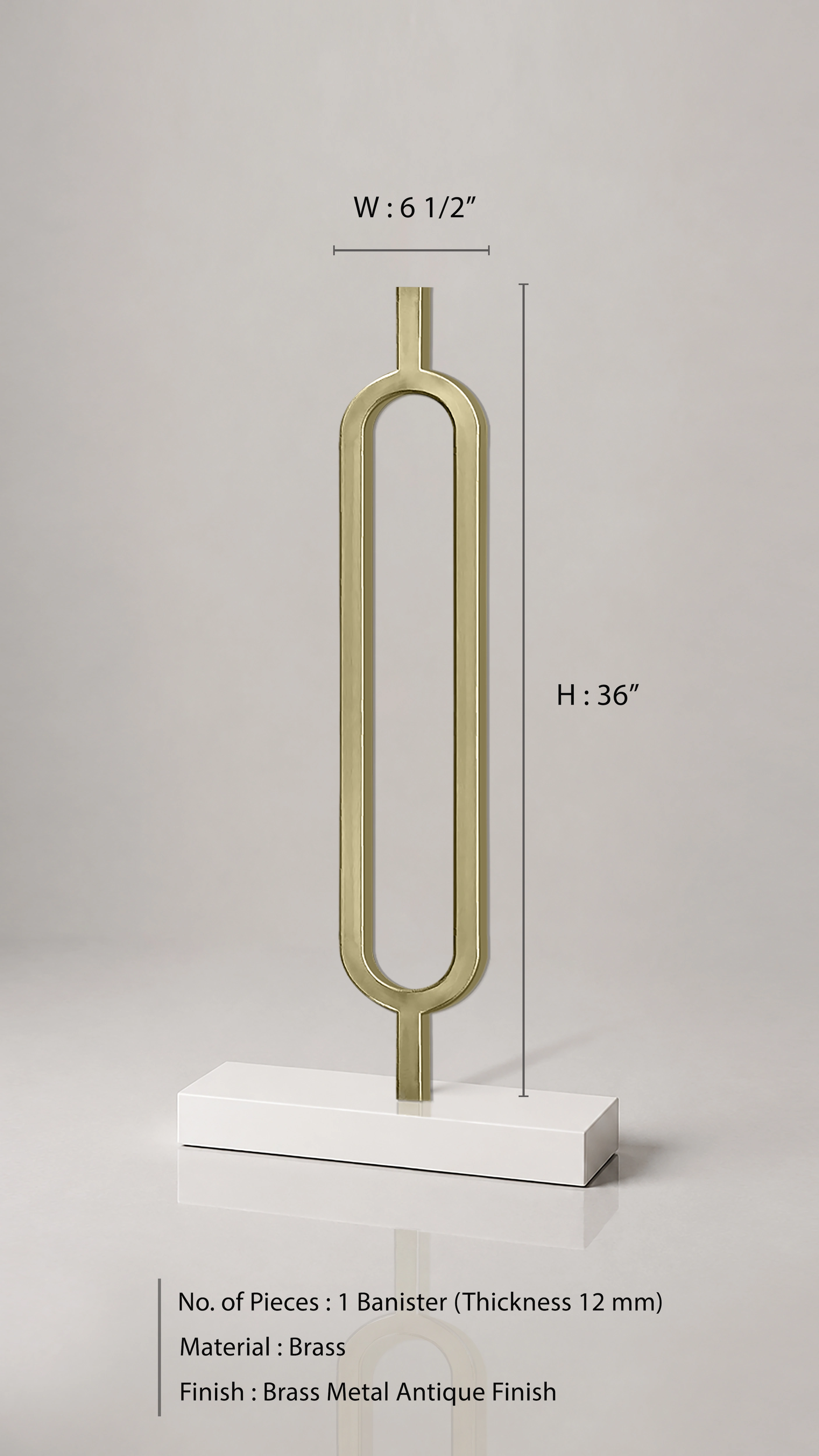 Modern Oval Banister Design | Contemporary Brass Stair Railing Element - Image 3