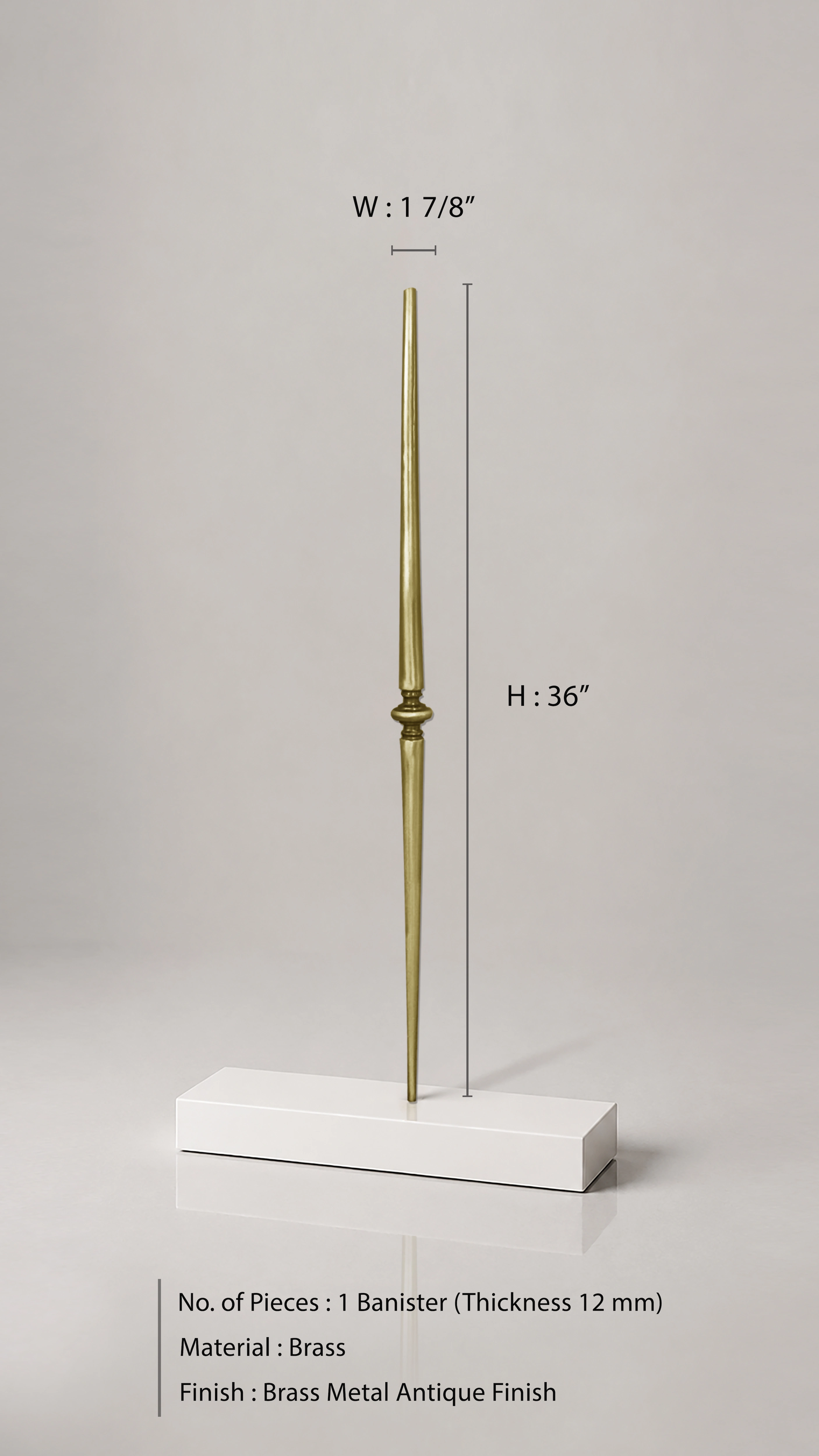 Classic Turned Brass Banister | Traditional Stair Railing Spindle - Image 3