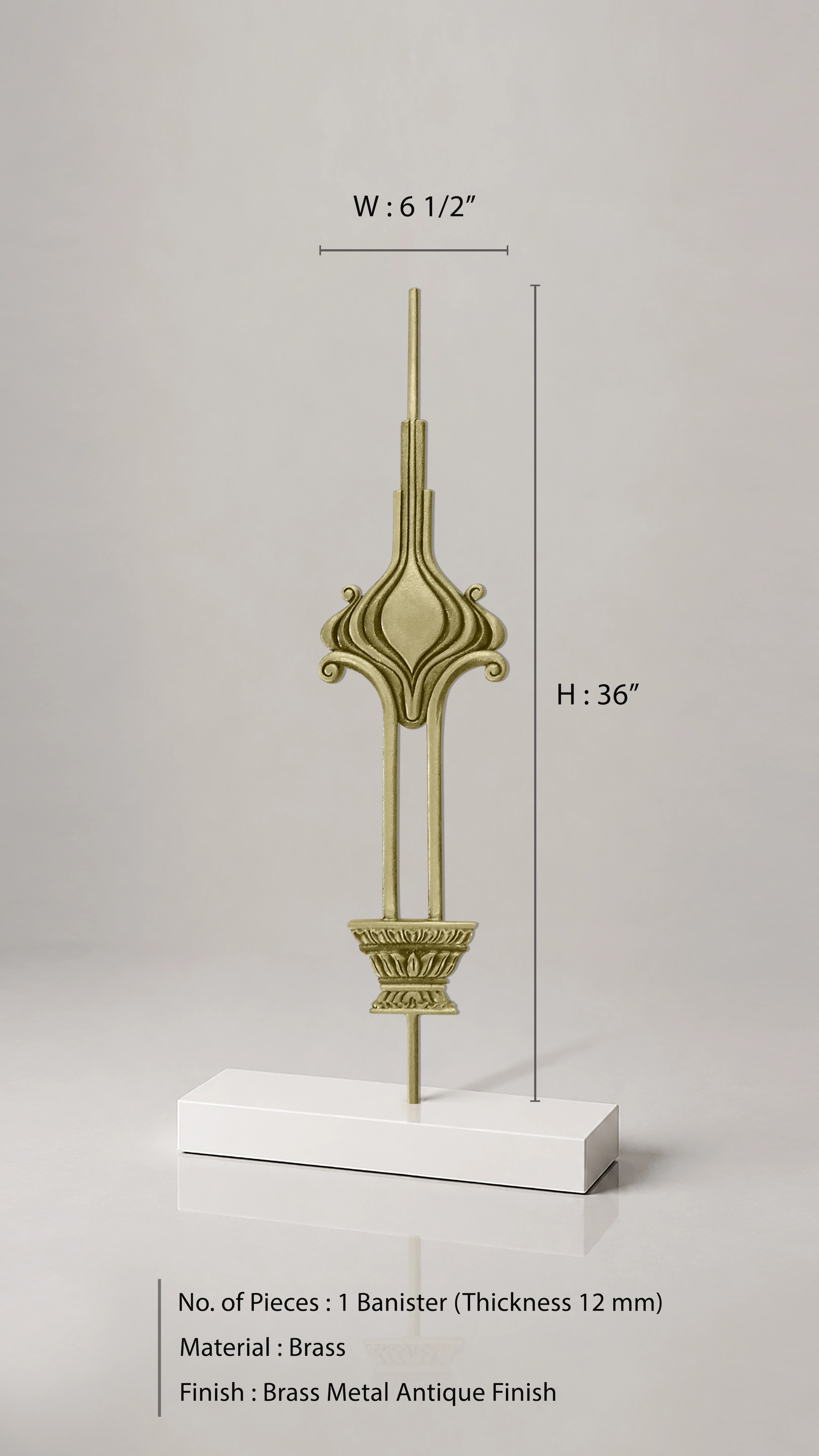 Traditional Ornamental Brass Banister | Decorative Classical Stair Railing Design - Image 3