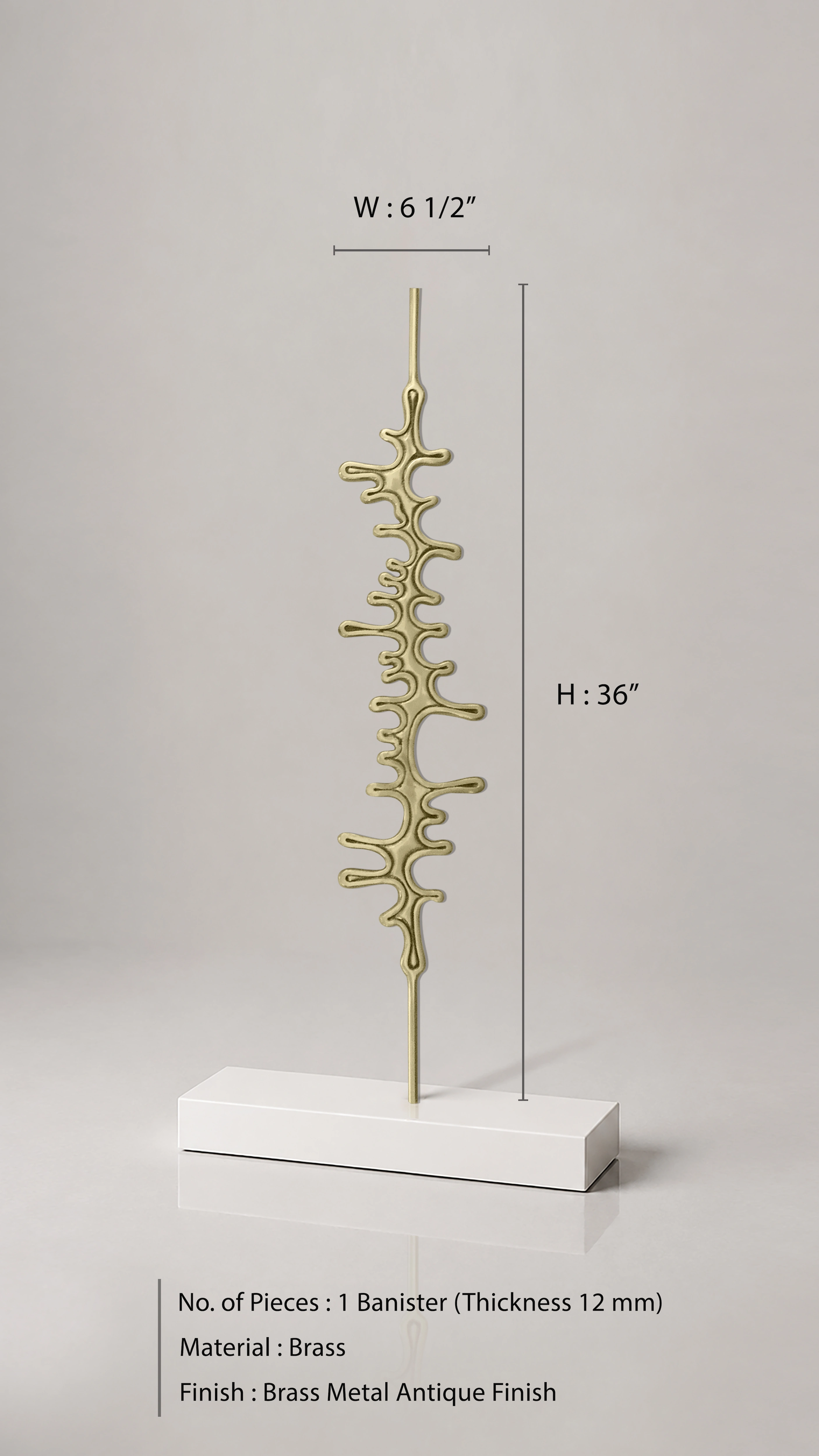 Contemporary Organic Brass Banister | Modern Abstract Stair Railing Design - Image 3
