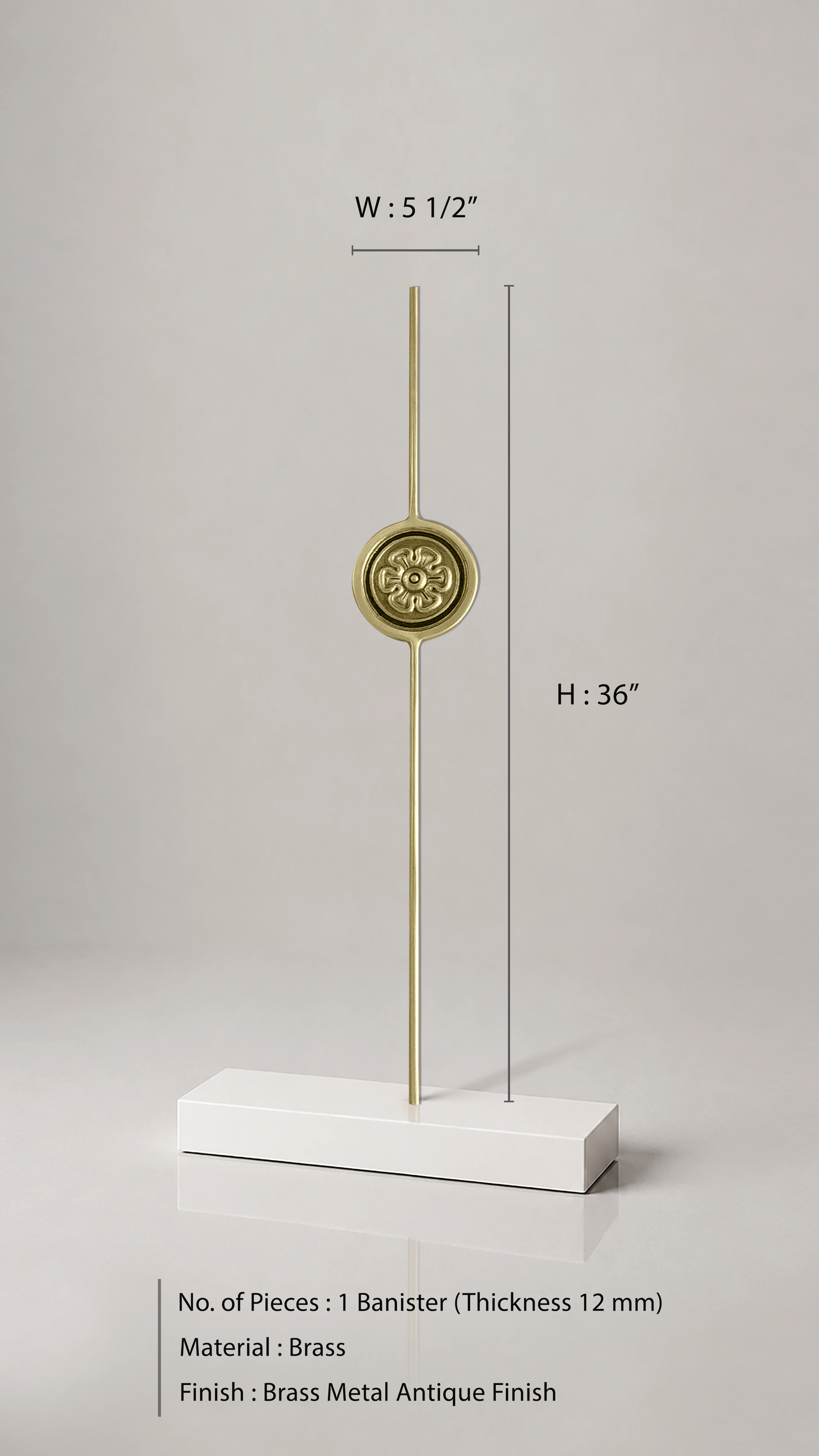 Minimalist Brass Rosette Banister | Classic Medallion Stair Railing Design - Image 3