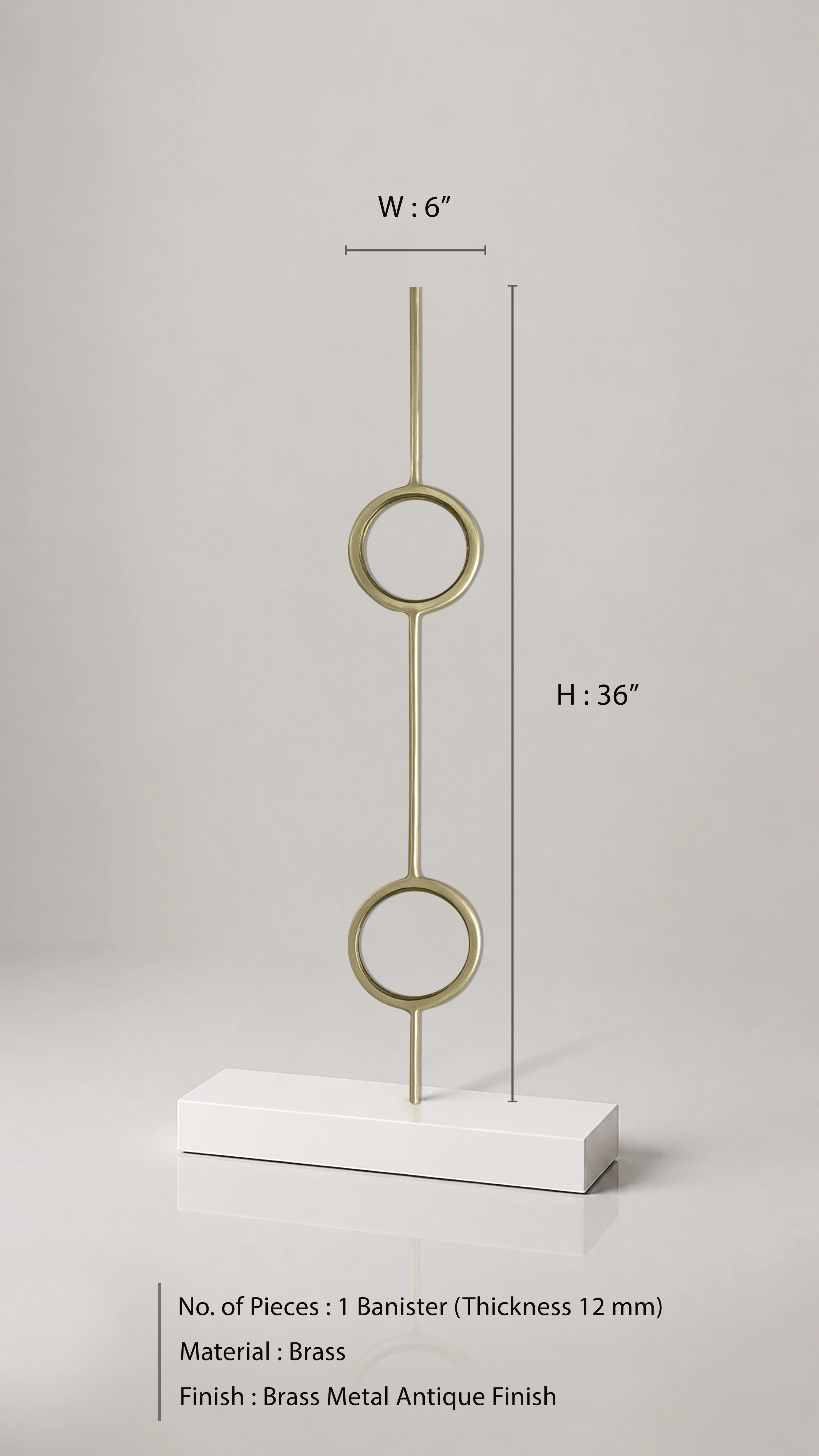 Modern Double Ring Brass Banister | Geometric Stair Railing Design - Image 3