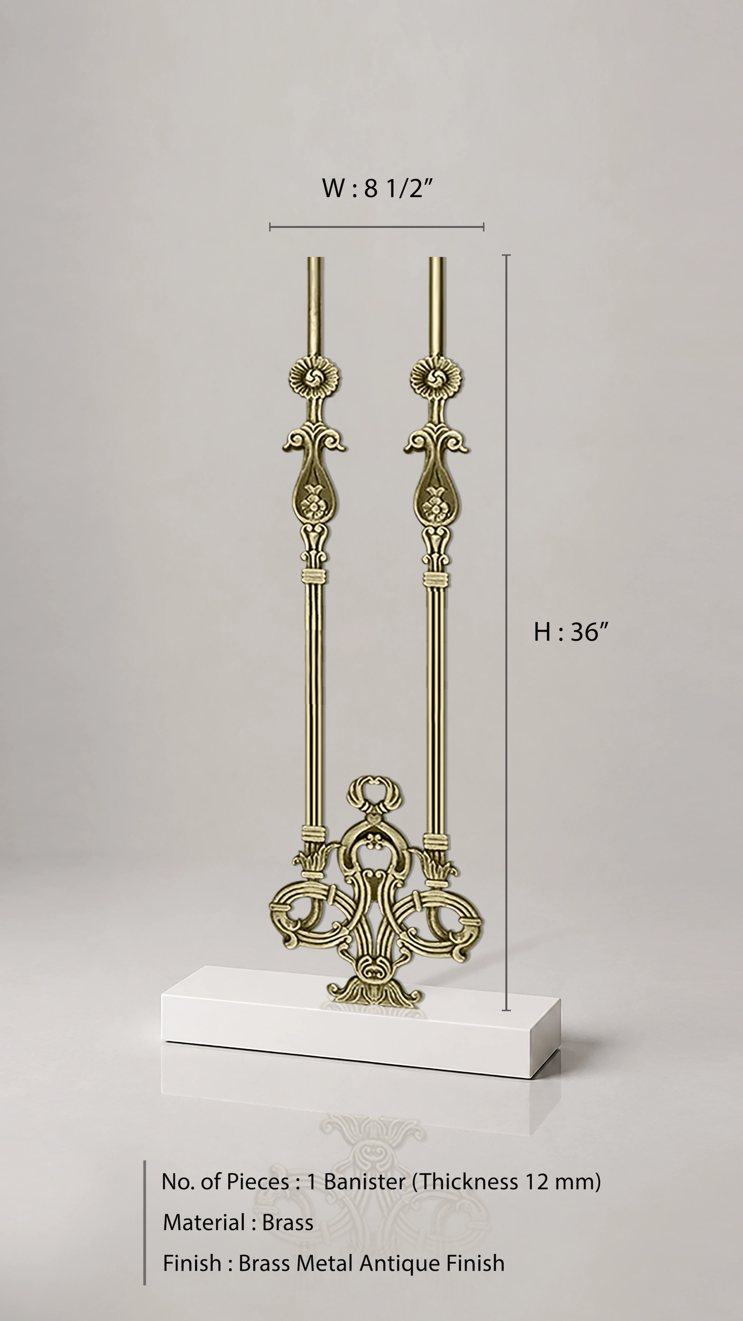 Royal Dual Rod Brass Banister | Ornamental Heritage Stair Railing Design - Image 3
