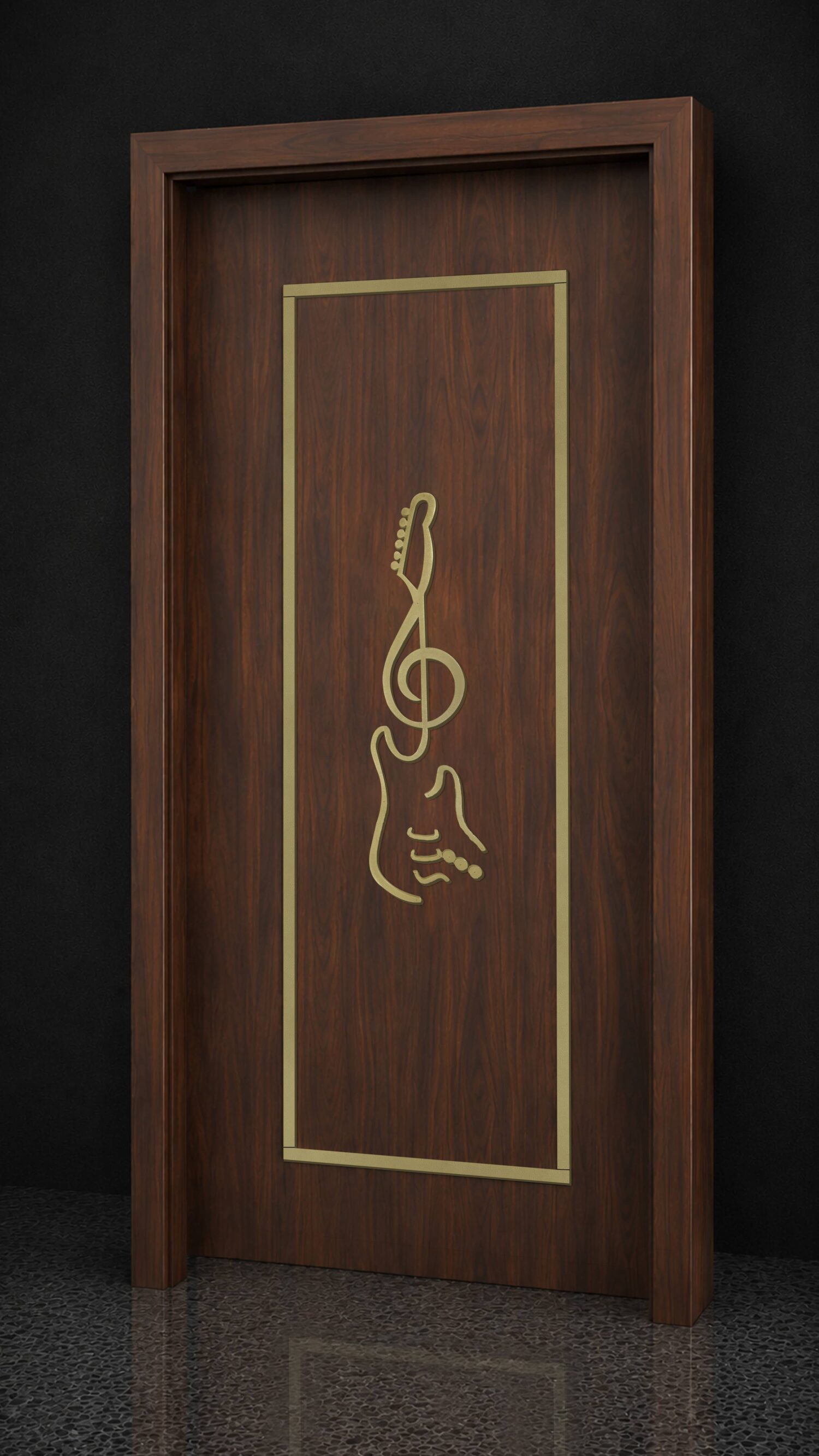 Modern Musical Guitar Brass Design | Contemporary Decorative Entrance Panel