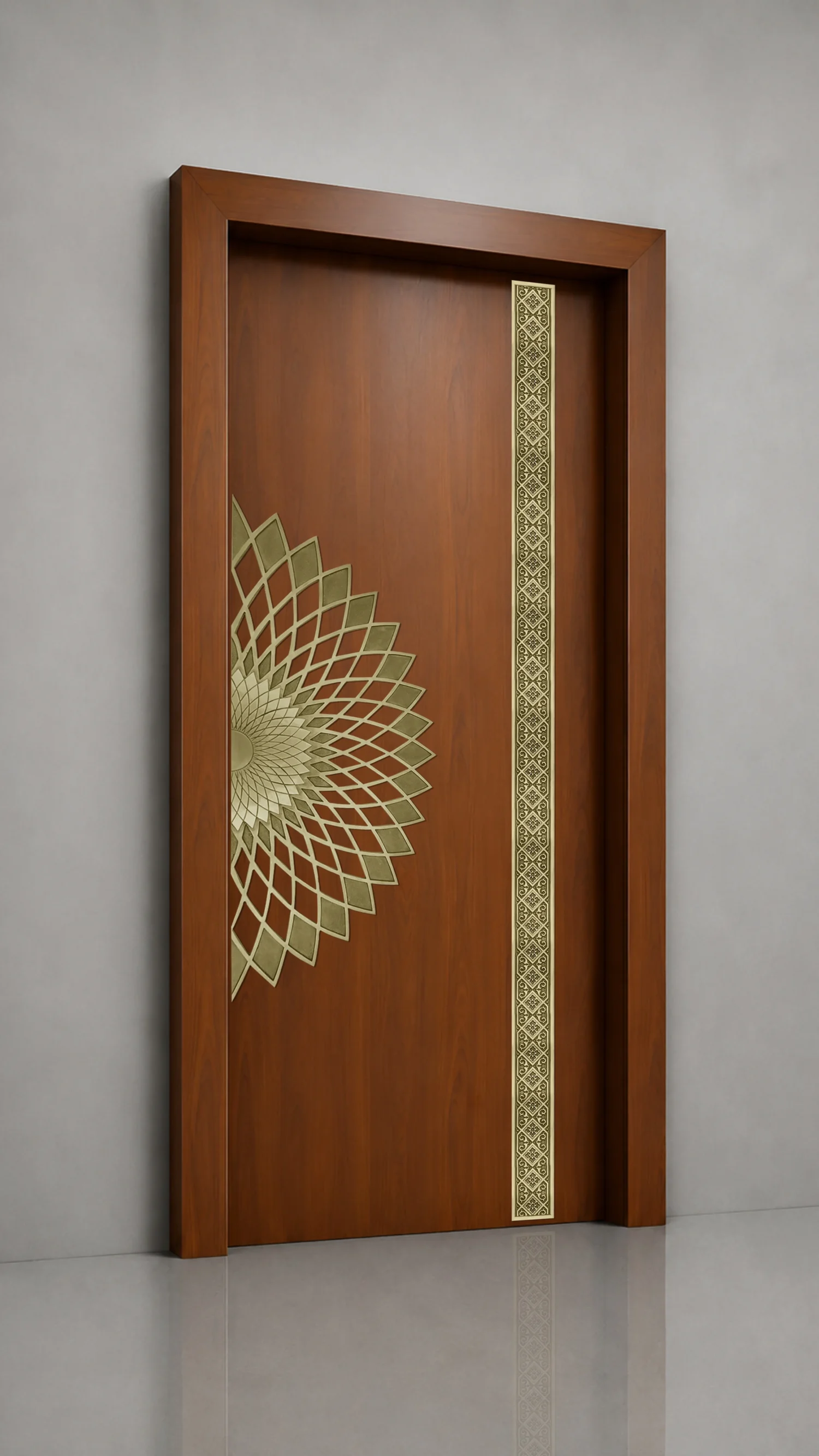 Modern Geometric Half Sunburst Brass Design | Contemporary Entrance Panel