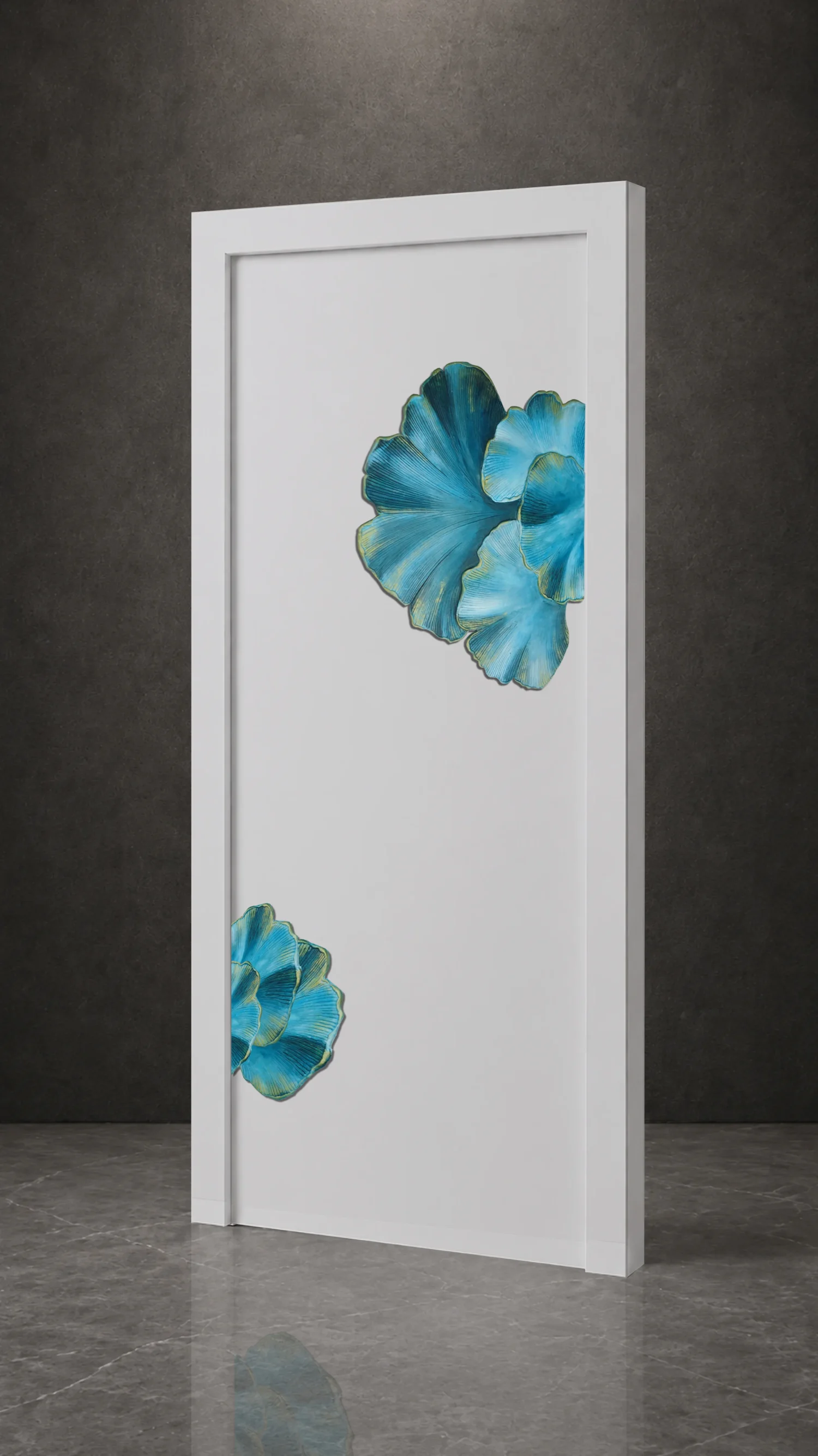 Modern Layered Lotus Leaf Design Set | Contemporary White Metal Decorative Artwork