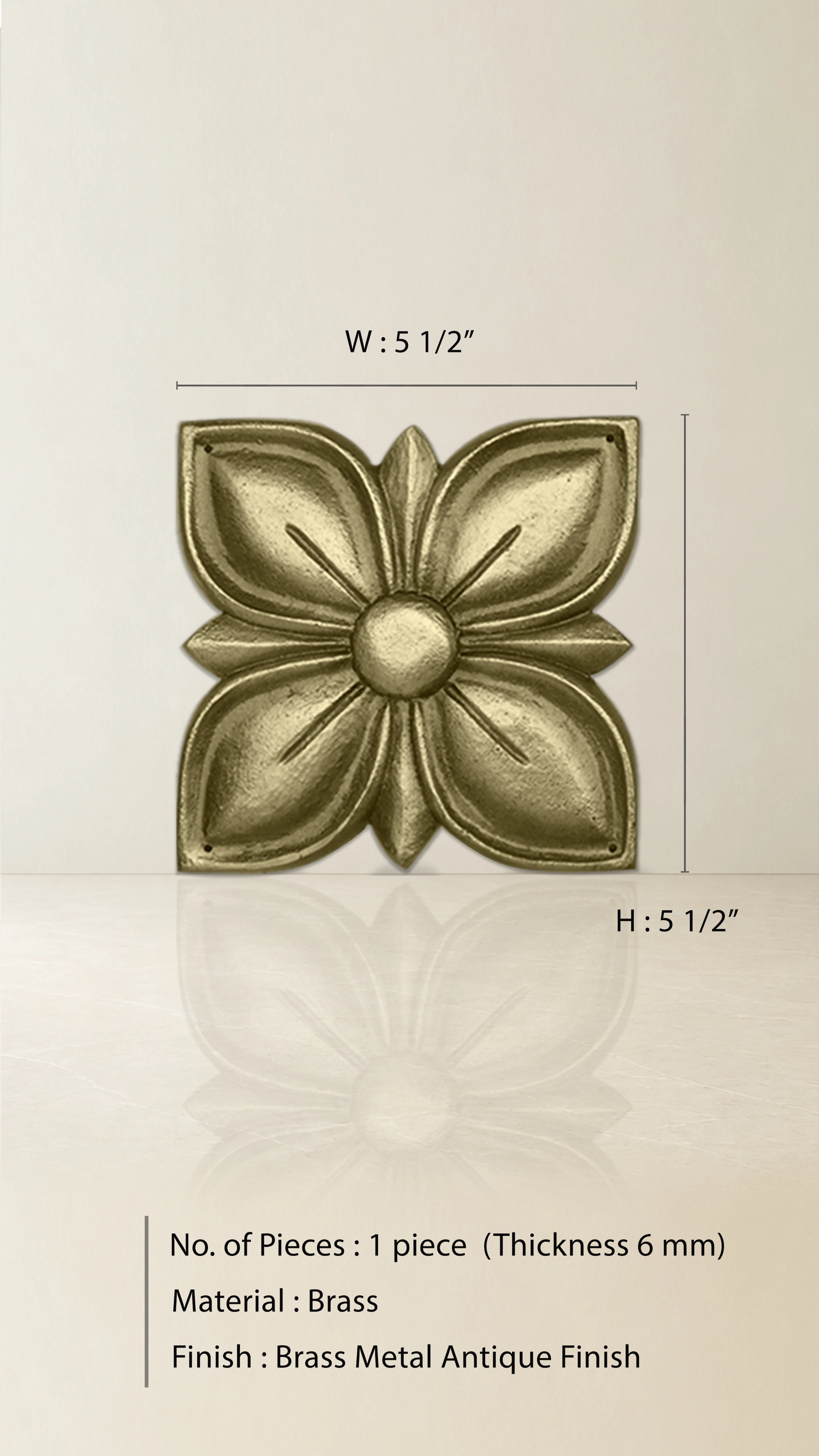 Geometrical Flower Themed Brass Accessory -Grill Type - Image 2