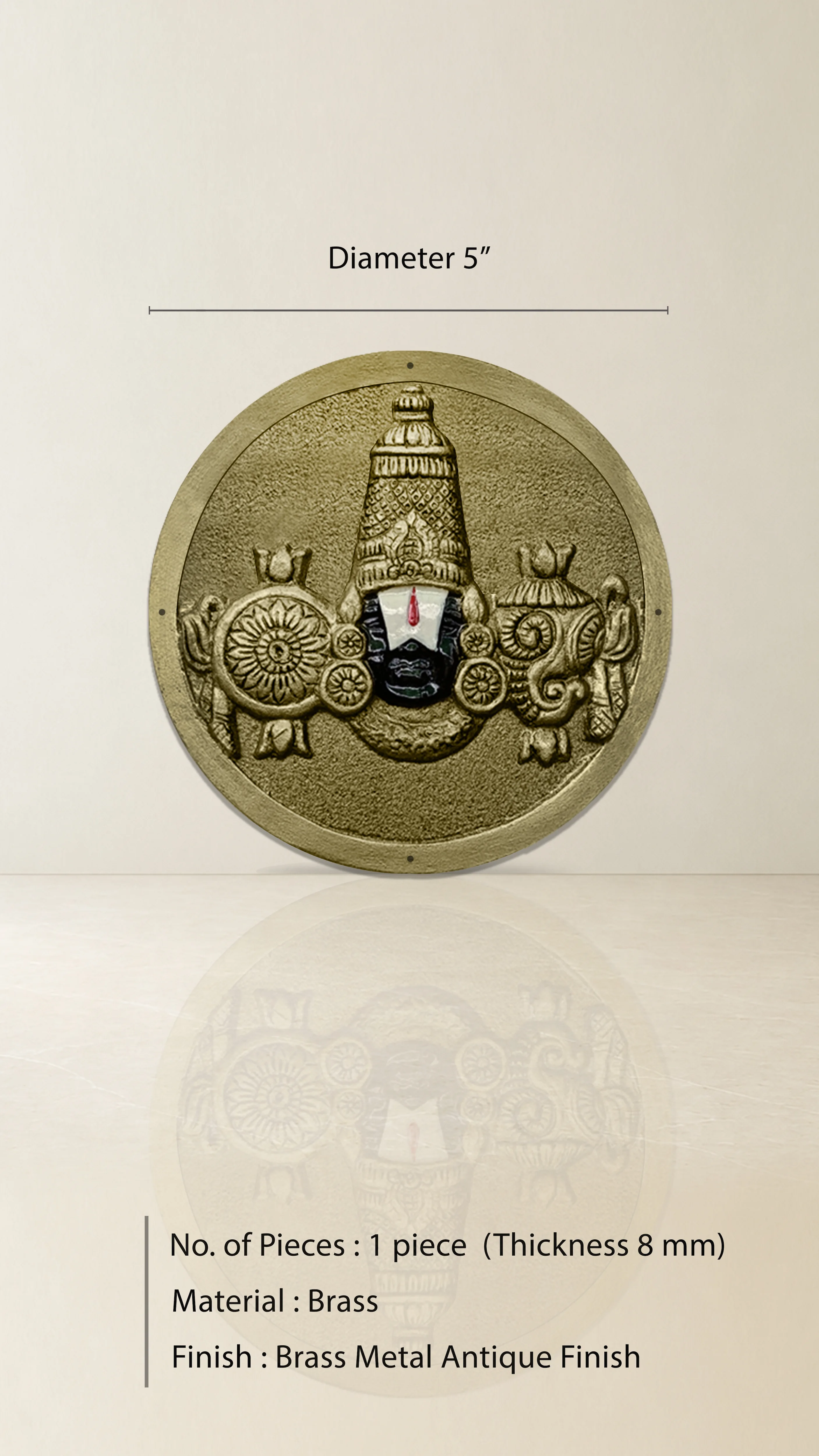 Lord Balaji Brass Pooja Round Accessory - Plate Type - Image 2