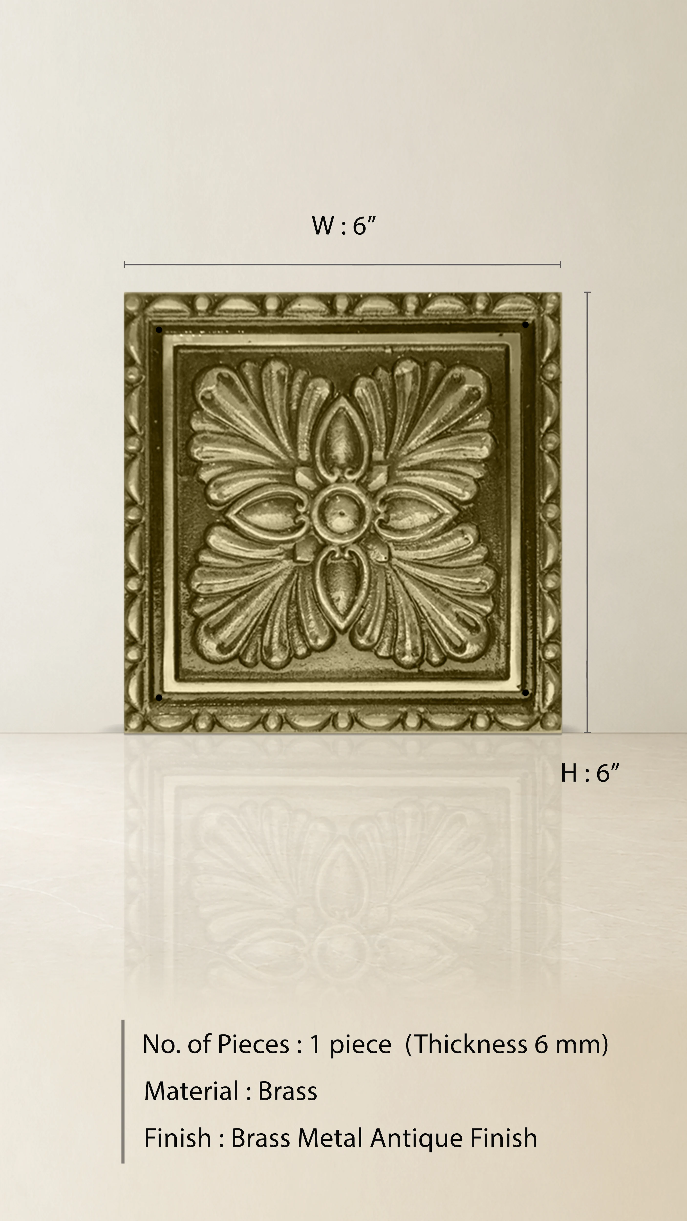 Leafy Traditional Brass Square Accessory - Image 2