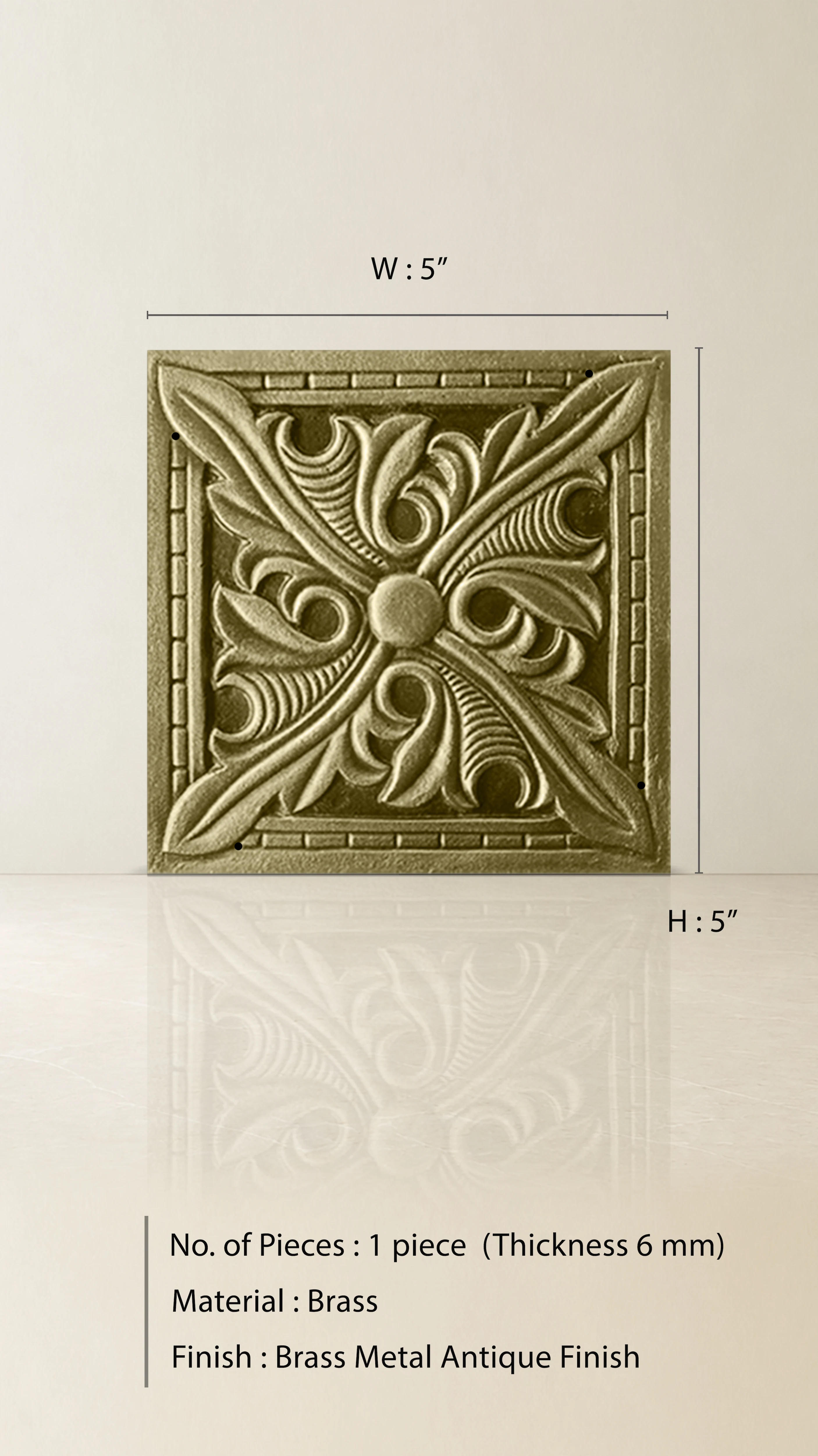 Squared Leaf Style Brass Square Accessory - Image 2